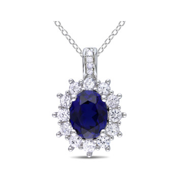 4.0 Carat Lab-Created Blue & White Sapphire Pendant Necklace product image  4.0 Carat Lab-Created Blue & White Sapphire Pendant Necklace product image