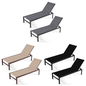 6-Position Chaise Lounge Chair with Rustproof Aluminum Frame (1 or 2-Pack) product image