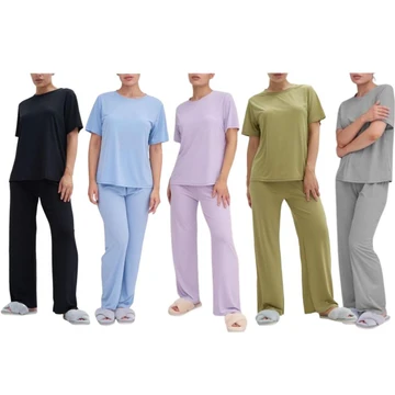 Women's Silky Short Sleeve Pajama Set with Top & Bottom (2-Pack) product image