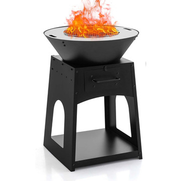Patio Fire Pit with Firewood Log Rack & Grill product image