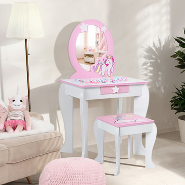 Kids Wooden Vanity Makeup Table and Chair Set product image Kids Wooden Vanity Makeup Table and Chair Set product image