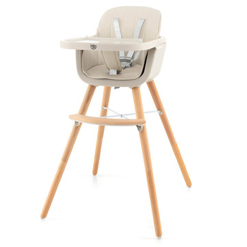 3 in 1 Convertible Wooden High Chair with PU Cushion product image