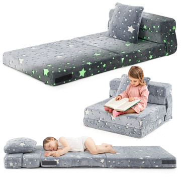 Kids' Folding Bed with Glow-in-the-Dark Design and Throw Pillow product image
