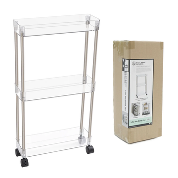 3-Tier Acrylic Rolling Cart with Wheels and Lockable Casters product image