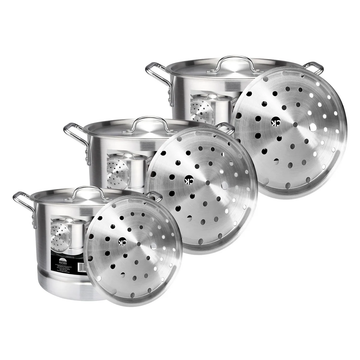 6-Piece Aluminum Stock Pot Set with Lid and Steamer Insert product image