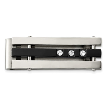 Stainless Steel Polished Black IP-plated CZ Money Clip product image Stainless Steel Polished Black IP-plated CZ Money Clip product image
