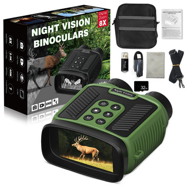 4K Night Vision Binoculars IR 8X Digital Zoom Rechargeable 3inch HD Screen 40MP Photos 4K Video Infrared Full Dark View Scope Color Green product image