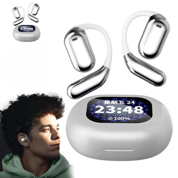 Bluetooth AI Translator Wireless Open Earphone 144 Language Real-Time Translate LED Full-Color Touch Screen Earphones Color Silver And White product image
