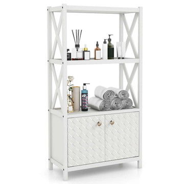 Bathroom Storage Cabinet with Open Shelves and Double Doors  product image Bathroom Storage Cabinet with Open Shelves and Double Doors  product image