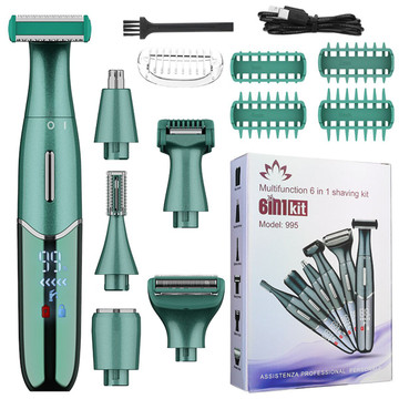 6-in-1 Women Electric Shaver Replaceable Heads for Whole Body Private Epilator Shaving Razor Nose Hair Trimmer Color Green product image 6-in-1 Women Electric Shaver Replaceable Heads for Whole Body Private Epilator Shaving Razor Nose Hair Trimmer Color Green product image