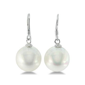 Pearl Drop Earrings with 12mm Shell Pearls in Sterling Silver product image