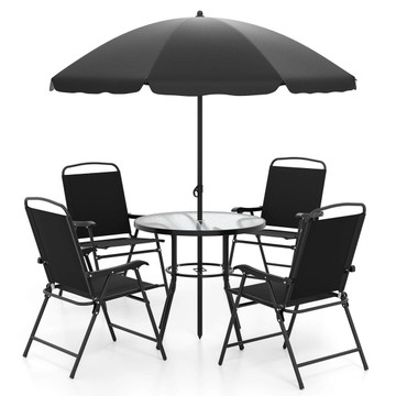6-Piece Patio Dining Set with Umbrella and Rippled Glass Tabletop product image 6-Piece Patio Dining Set with Umbrella and Rippled Glass Tabletop product image
