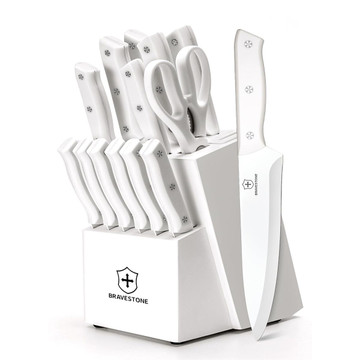 Bravestone 15-Piece Kitchen Knife Set with Block and Sharpener product image