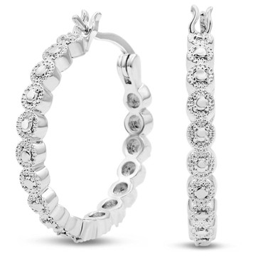 Sterling Silver 1/4 Carat Fiery Natural Diamond Hoops product image