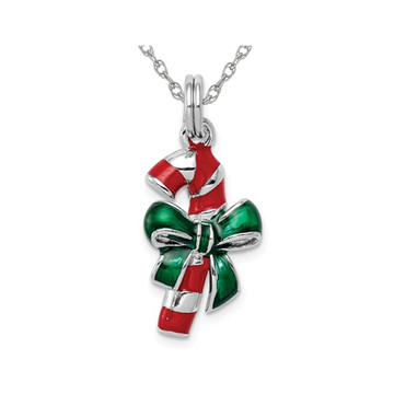Sterling Silver Candy Cane Charm Pendant Necklace product image Sterling Silver Candy Cane Charm Pendant Necklace product image