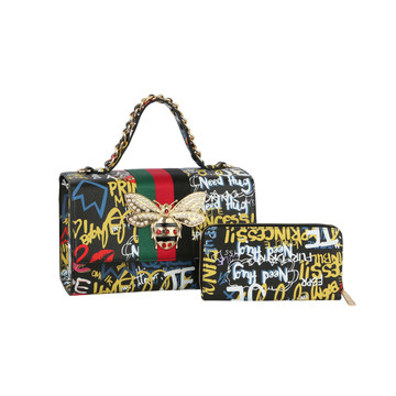Graffiti Bee Print Satchel & Wallet Set product image