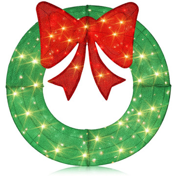 48" Pre-Lit Christmas Wreath with 200 LED Lights product image