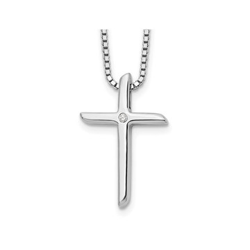 Sterling Silver Cross Pendant Necklace with Diamond Accents  product image