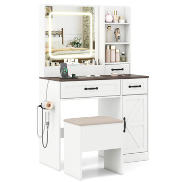 Adjustable Lighted Vanity Desk with Built-In Charging Station product image