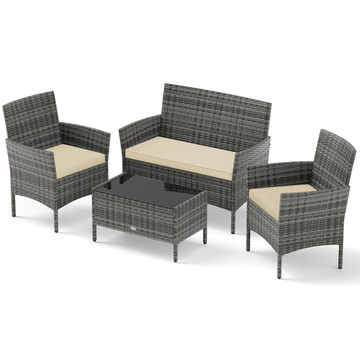 4-Piece Patio Furniture Set with Tempered Glass Coffee Table  product image