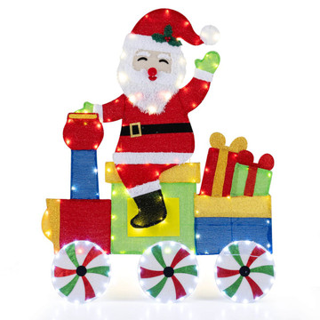 Lighted Santa on Train Christmas Decoration product image