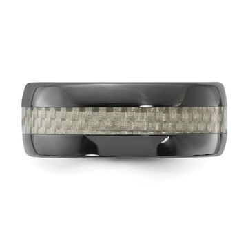 Mens Ceramic Carbon Fiber Inlay Wedding Band Ring product image