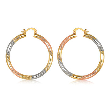 18K Gold-Plated Tri-Color Twist Diamond-Cut Hoop Earrings product image