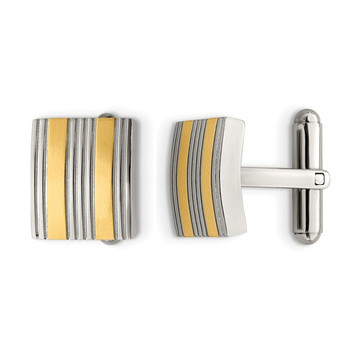 Mens Stainless Steel Yellow Plated Cuff Links product image