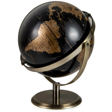 720° Rotating Metallic Black World Globe product image