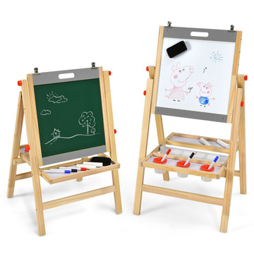 Kids' Art Easel with Whiteboard, Paper Roll, and Chalkboard product image