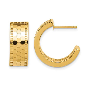 14K Yellow Gold Mosaic Polished Half-Hoop Earrings product image