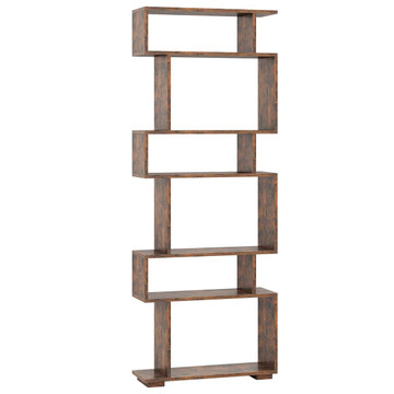 6-Tier S-Shaped Geometric Bookcase with Thickened Legs  product image