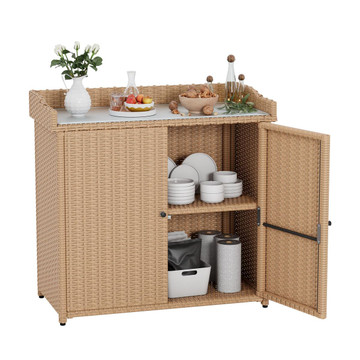 Outdoor Wicker Storage Cabinet with 2 Doors  product image