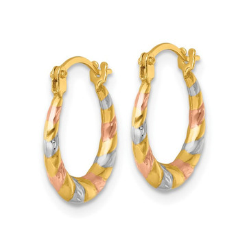 14K Yellow, Rose and White Gold Hoop Earrings product image