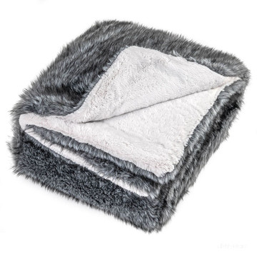  Luxury Fluffy Faux Wolf Fur Throw Blanket product image