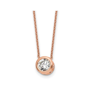 CZ Solitaire Pendant Necklace in Rose Sterling Silver product image
