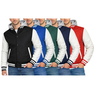 Men's Hooded Varsity Jacket with Detachable Hood  product image