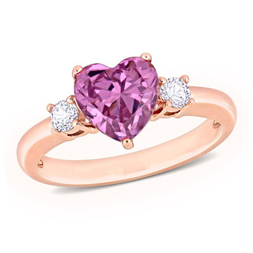 Pink and White Sapphire Heart Ring (2.30 Carat) product image