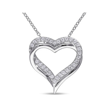5/8 Carat (ctw) White Sapphire Heart Pendant Necklace product image
