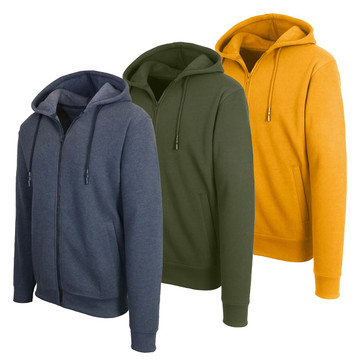 Men’s Zip-Front Fleece Lined Hooded Sweatshirt (3-Pack) product image