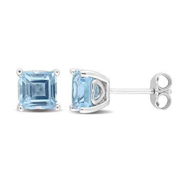 2.76 Carat (ctw) Blue Topaz Princess-Cut Solitaire Earrings product image