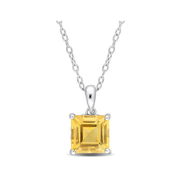 2.40 Carat (ctw) Princess-Cut Citrine Solitaire Necklace product image