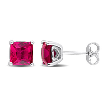 2.30 Carat (ctw) Lab-Created Princess Ruby Solitaire Earrings product image