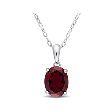 2.20 Carat (ctw) Garnet Solitaire Oval Pendant Necklace product image