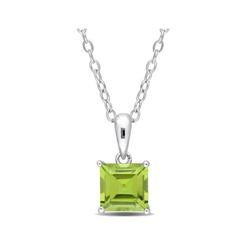 1.20 Carat (ctw) Princess-Cut Peridot Solitaire Necklace product image