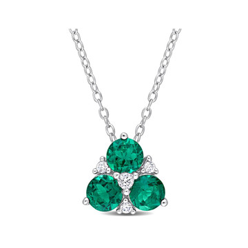 1.25 Carat (ctw) Lab-Created Emerald and White Sapphire Necklace product image