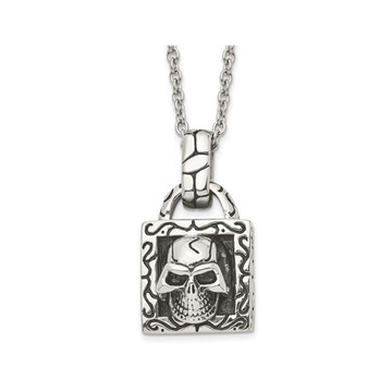 Antiqued and Polished Skull Pendant Necklace product image