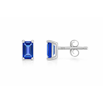 Emerald Cut Tanzanite 925 Sterling Silver Stud Earrings product image
