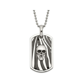 Men's Stainless Steel Skull Dog Tag Pendant Necklace product image