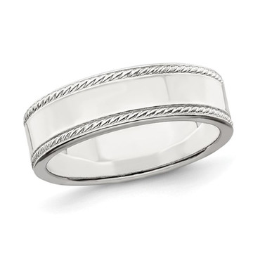 Sterling Silver Edge Design Wedding Band (6mm) product image